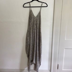 Silk V-neck flowy boho jumpsuit